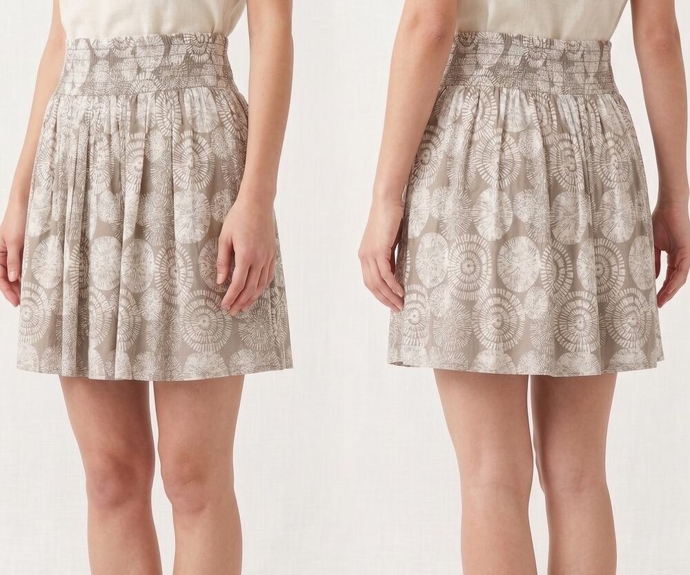 Banana Republic Factory Womens Size 6 A Line Short Skirt White Cream Gray Floral